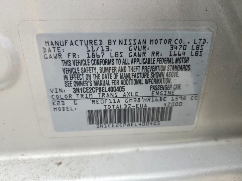 Aukcja sprzedaży 2014 Nissan Versa Note, vin: 3N1CE2CP8EL400405, numer aukcji: 69885966