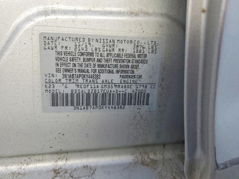Продажа на аукционе авто 2019 Nissan Sentra, vin: 3N1AB7AP0KY448382, номер лота: 69958126