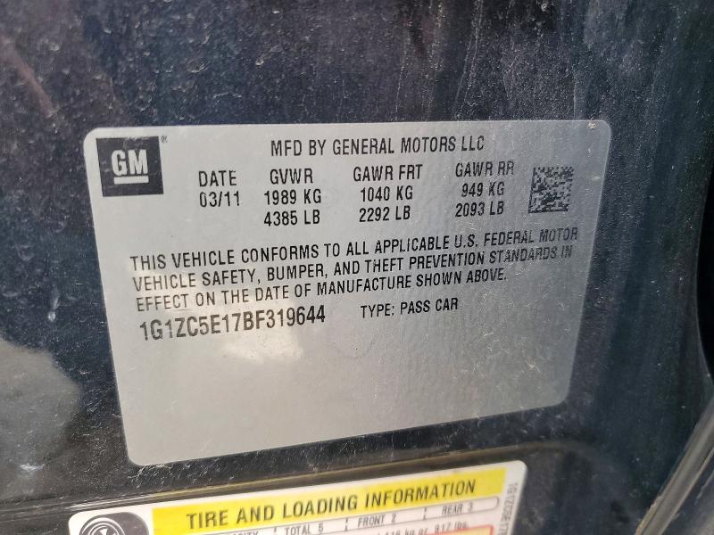 68651936 :رقم المزاد ، 1G1ZC5E17BF319644 vin ، 2011 Chevrolet Malibu مزاد بيع