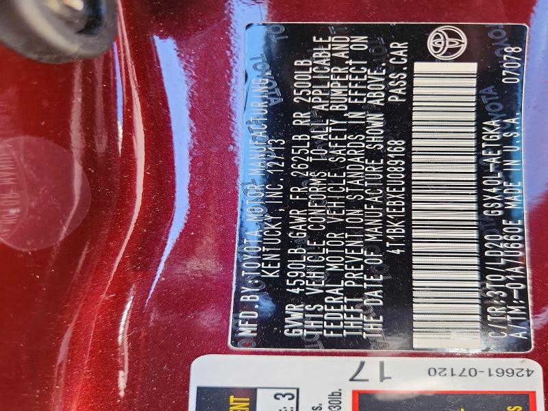 70797726 :رقم المزاد ، 4T1BK1EBXEU089168 vin ، 2014 Toyota Avalon مزاد بيع
