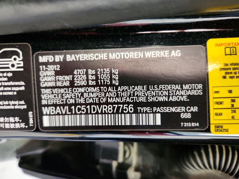 Продажа на аукционе авто 2013 Bmw X1, vin: WBAVL1C51DVR87756, номер лота: 68005206