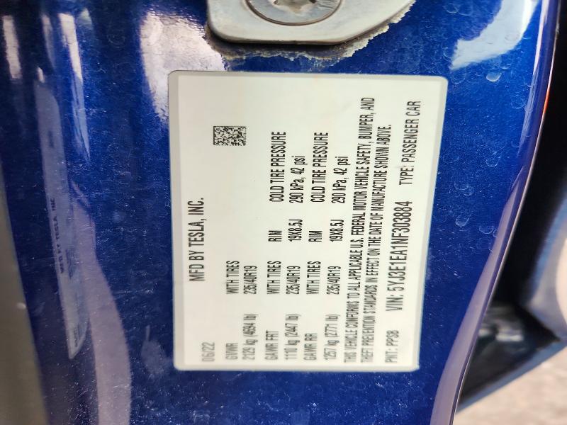 Продажа на аукционе авто 2022 Tesla Model 3, vin: 5YJ3E1EA1NF303884, номер лота: 69987436