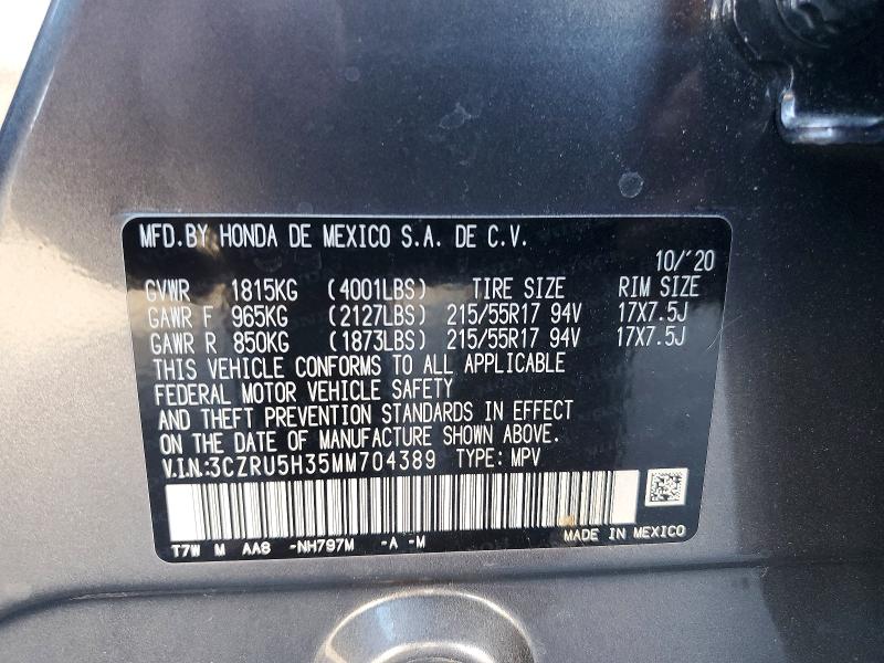 69714226 :رقم المزاد ، 3CZRU5H35MM704389 vin ، 2021 Honda Hr-v مزاد بيع