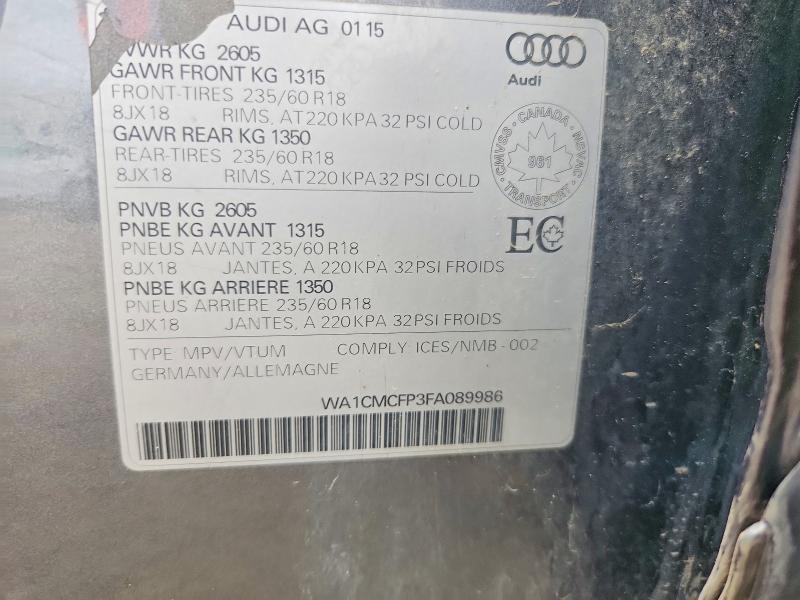 Продажа на аукционе авто 2015 Audi Q5, vin: WA1CMCFP3FA089986, номер лота: 69069846