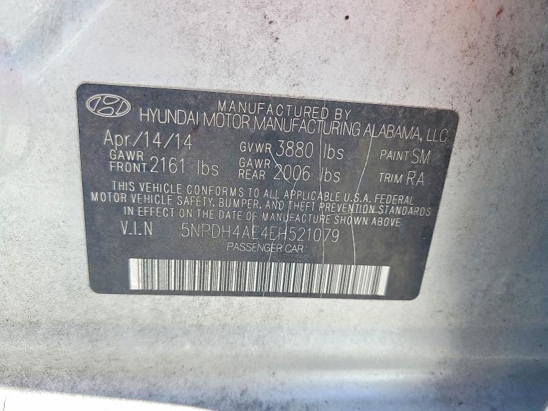 Aukcja sprzedaży 2014 Hyundai Elantra, vin: 5NPDH4AE4EH521079, numer aukcji: 67413816