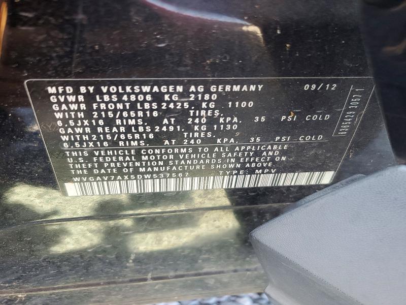 Aukcja sprzedaży 2013 Volkswagen Tiguan, vin: WVGAV7AX5DW537567, numer aukcji: 69562386