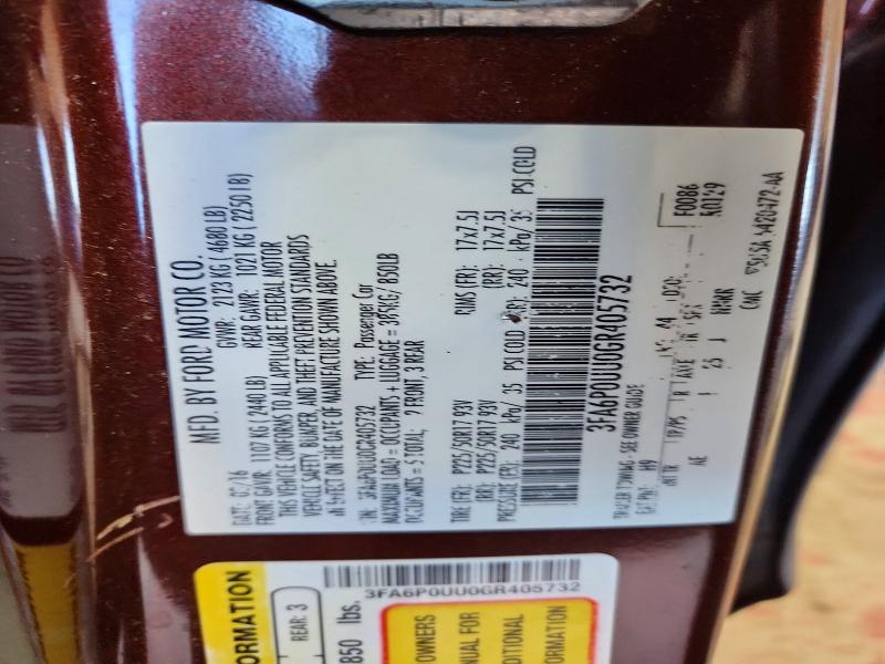 Продажа на аукционе авто 2016 Ford Fusion, vin: 3FA6P0UU0GR405732, номер лота: 69865646