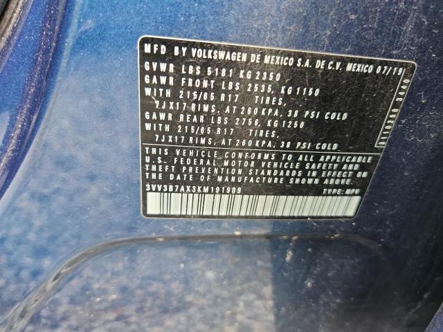 68020316 :رقم المزاد ، 3VV3B7AX3KM191989 vin ، 2019 Volkswagen Tiguan مزاد بيع