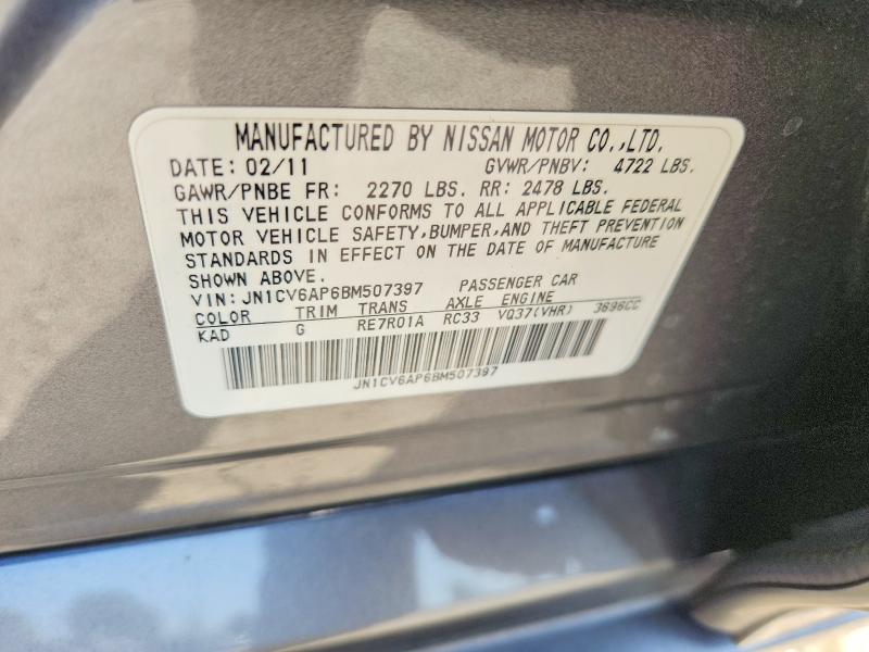 68201076 :رقم المزاد ، JN1CV6AP6BM507397         vin ، 2011 Infiniti G37 Sedan مزاد بيع