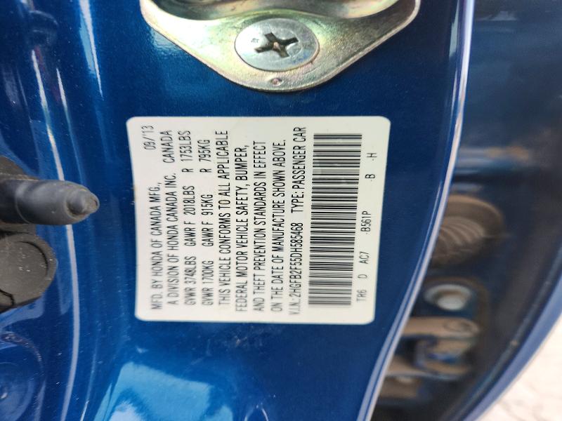 2013 Honda Civic მანქანა იყიდება აუქციონზე, vin: 2HGFB2F55DH585468, აუქციონის ნომერი: 69758006
