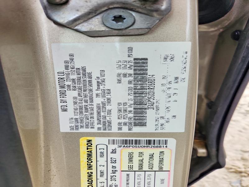 2017 Ford Fusion მანქანა იყიდება აუქციონზე, vin: 3FA6P0SU0HR268814, აუქციონის ნომერი: 71004956