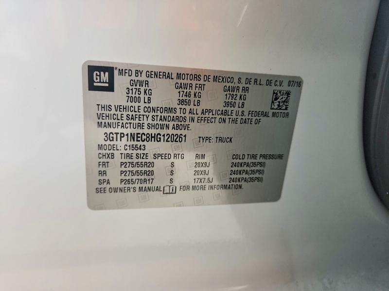 Продаж на аукціоні авто 2017 Gmc Sierra, vin: 3GTP1NEC8HG120261, номер лоту: 68186756