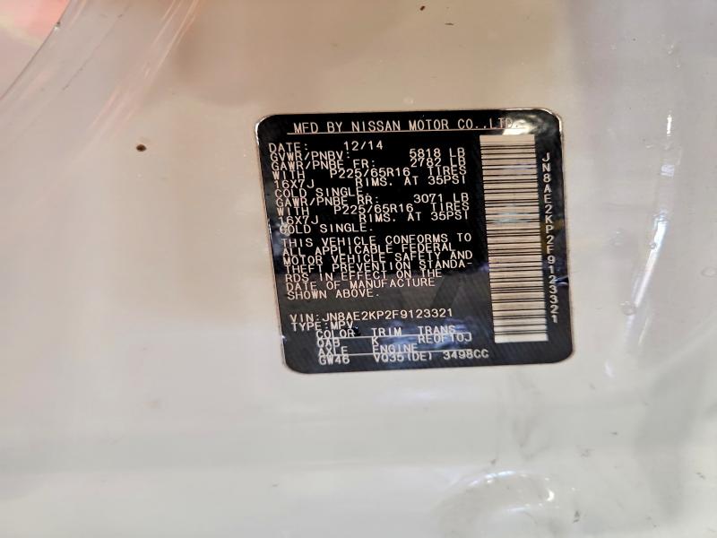 Продаж на аукціоні авто 2015 Nissan Quest, vin: JN8AE2KP2F9123321, номер лоту: 67427946
