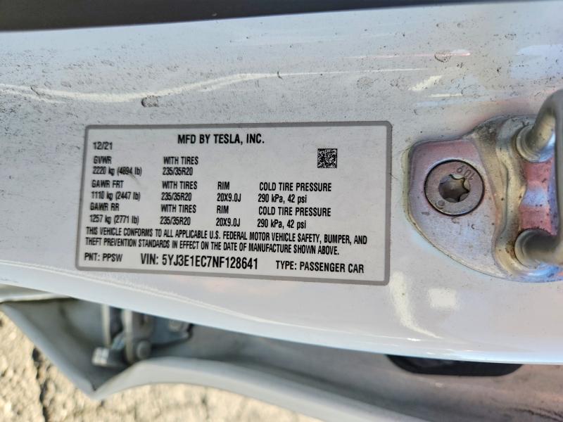 Продажа на аукционе авто 2022 Tesla Model 3, vin: 5YJ3E1EC7NF128641, номер лота: 68190986