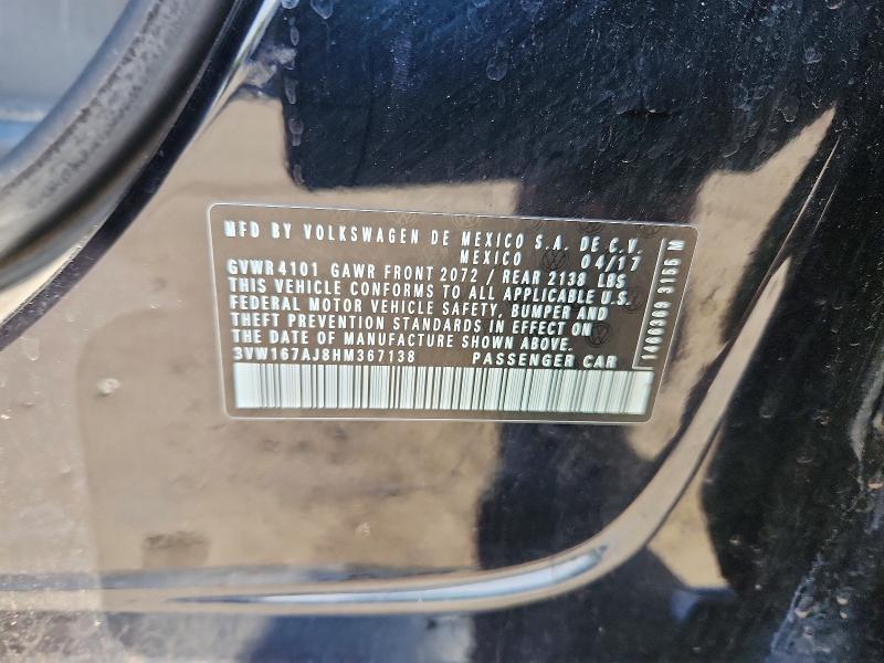 67706206 :رقم المزاد ، 3VW167AJ8HM367138 vin ، 2017 Volkswagen Jetta مزاد بيع