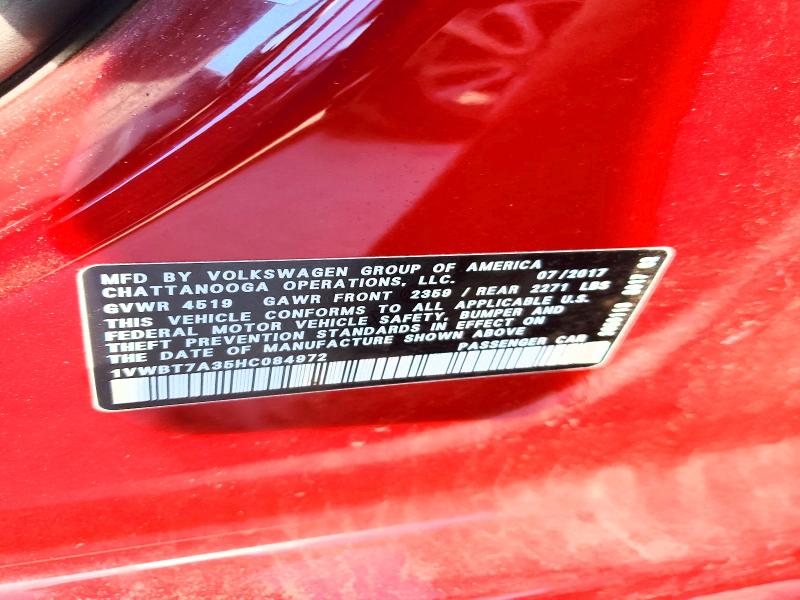 Aukcja sprzedaży 2017 Volkswagen Passat, vin: 1VWBT7A35HC084972, numer aukcji: 70422666