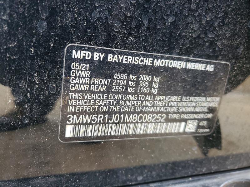 Продажа на аукционе авто 2021 Bmw 330i, vin: 3MW5R1J01M8C08252, номер лота: 70091796