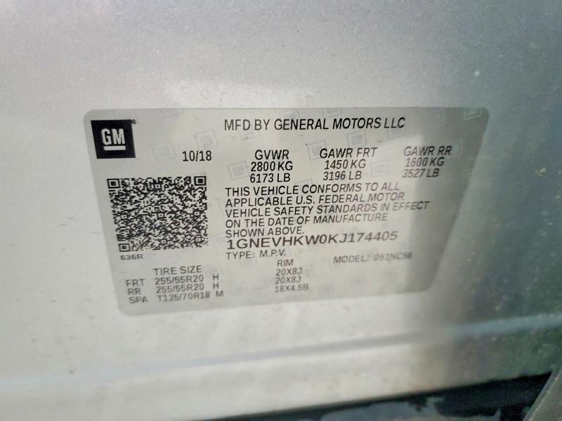 Продажа на аукционе авто 2019 Chevrolet Traverse, vin: 1GNEVHKW0KJ174405, номер лота: 68834836