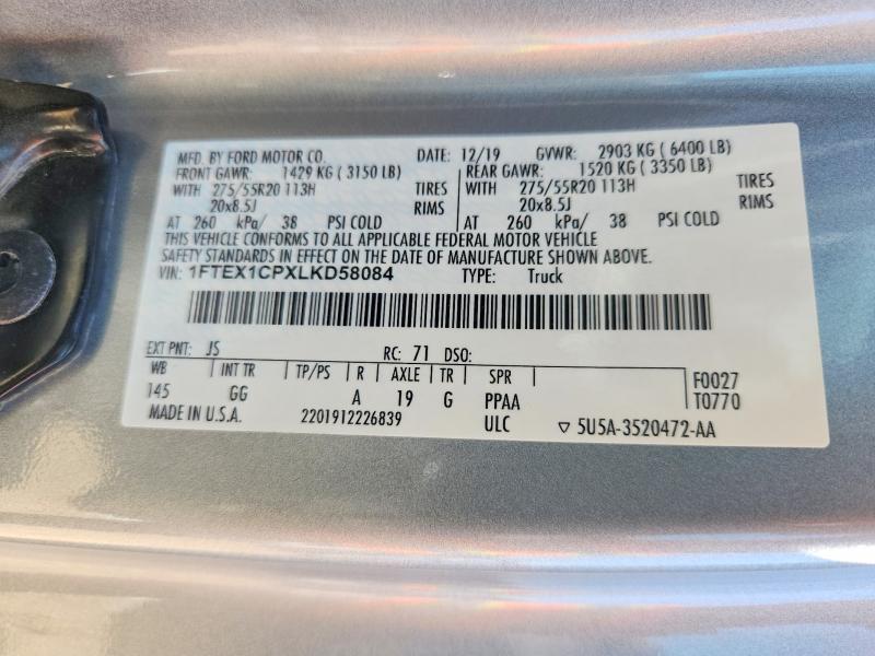 Продажа на аукционе авто 2020 Ford F150, vin: 1FTEX1CPXLKD58084, номер лота: 69432436