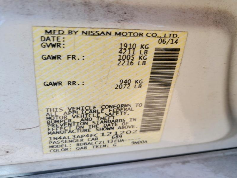 67407226 :رقم المزاد ، 1N4AL3AP4FC121202 vin ، 2015 Nissan Altima مزاد بيع