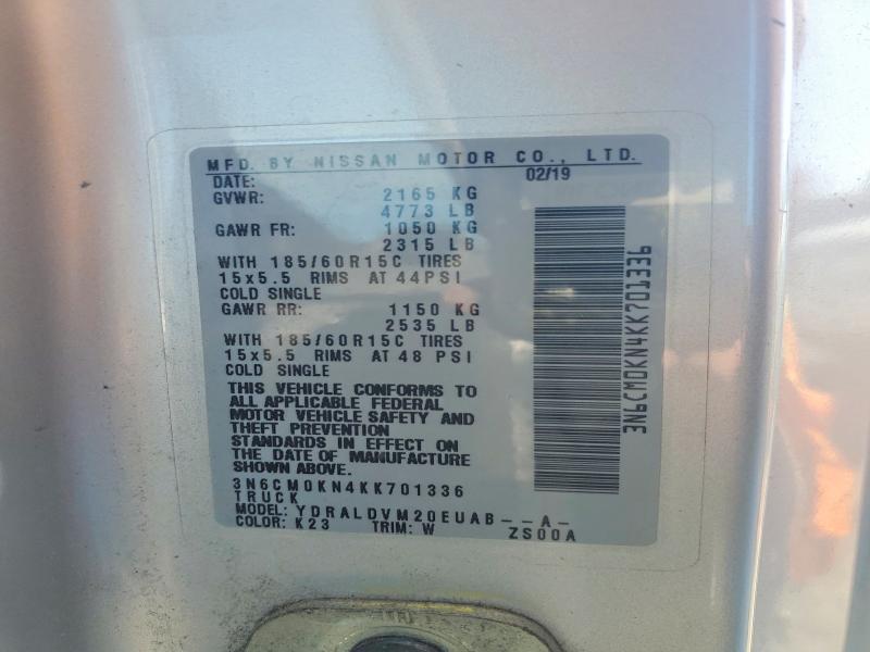 2019 Nissan Nv200 მანქანა იყიდება აუქციონზე, vin: 3N6CM0KN4KK701336, აუქციონის ნომერი: 68845336