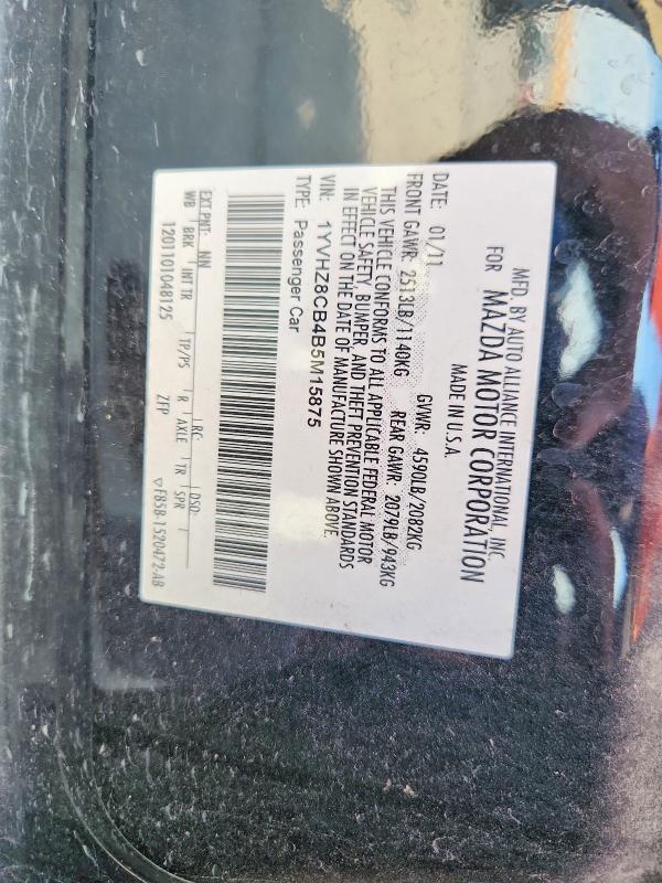 70254786 :رقم المزاد ، 1YVHZ8CB4B5M15875 vin ، 2011 Mazda 6 مزاد بيع
