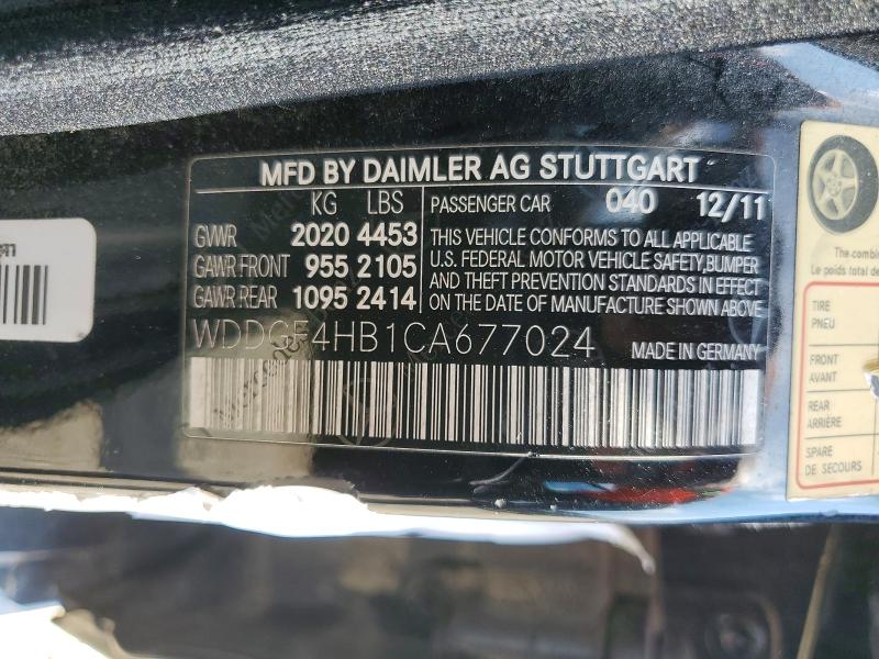 67538816 :رقم المزاد ، WDDGF4HB1CA677024 vin ، 2012 Mercedes-benz C مزاد بيع