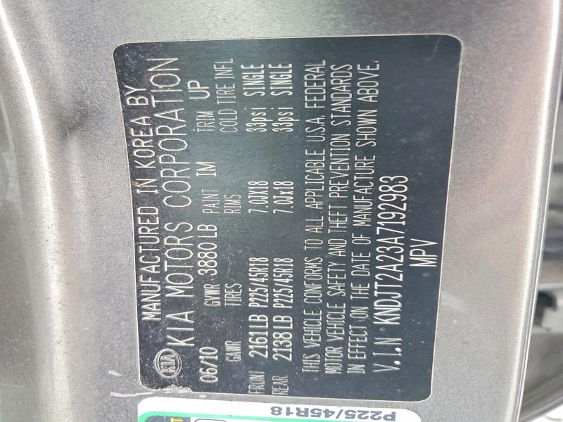 67811236 :رقم المزاد ، KNDJT2A23A7192983 vin ، 2010 Kia Soul مزاد بيع