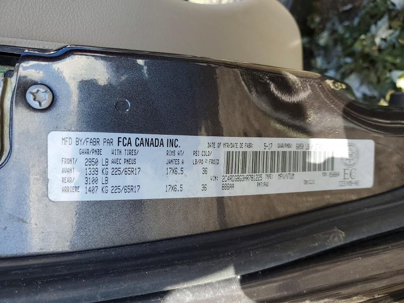 Aukcja sprzedaży 2017 Dodge Grand Caravan, vin: 2C4RDGBG3HR781225, numer aukcji: 68071376