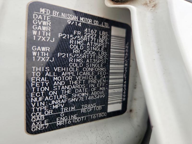 68496266 :رقم المزاد ، JN8AF5MV7ET483499 vin ، 2014 Nissan Juke مزاد بيع