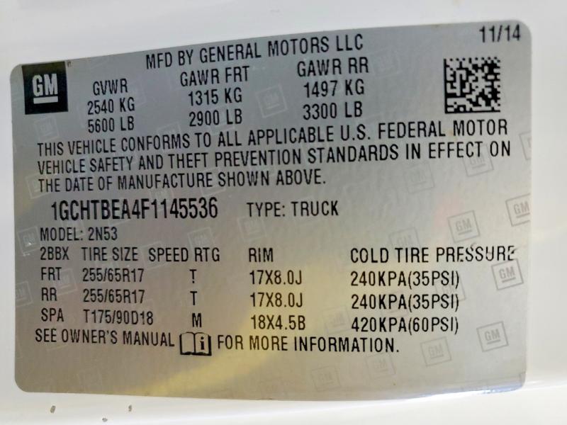 67673056 :رقم المزاد ، 1GCHTBEA4F1145536 vin ، 2015 Chevrolet Colorado مزاد بيع