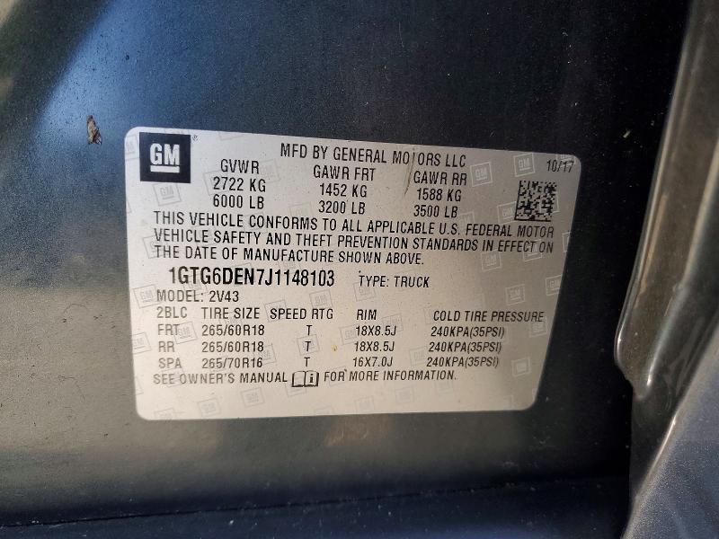 Aukcja sprzedaży 2018 Gmc Canyon, vin: 1GTG6DEN7J1148103, numer aukcji: 70544546