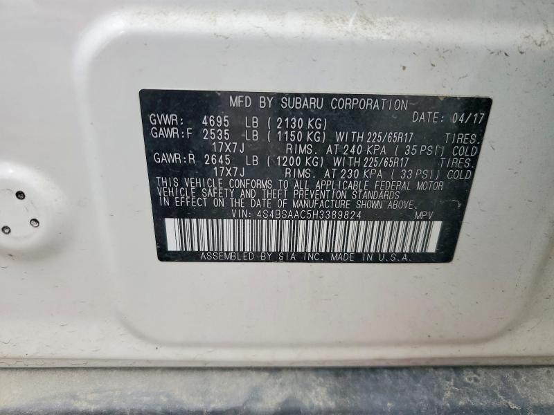 Продаж на аукціоні авто 2017 Subaru Outback, vin: 4S4BSAAC5H3389824, номер лоту: 71237136