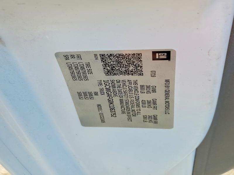 Aukcja sprzedaży 2019 Chevrolet Express G2500, vin: 1GCWGAFG0K1363752, numer aukcji: 67915866