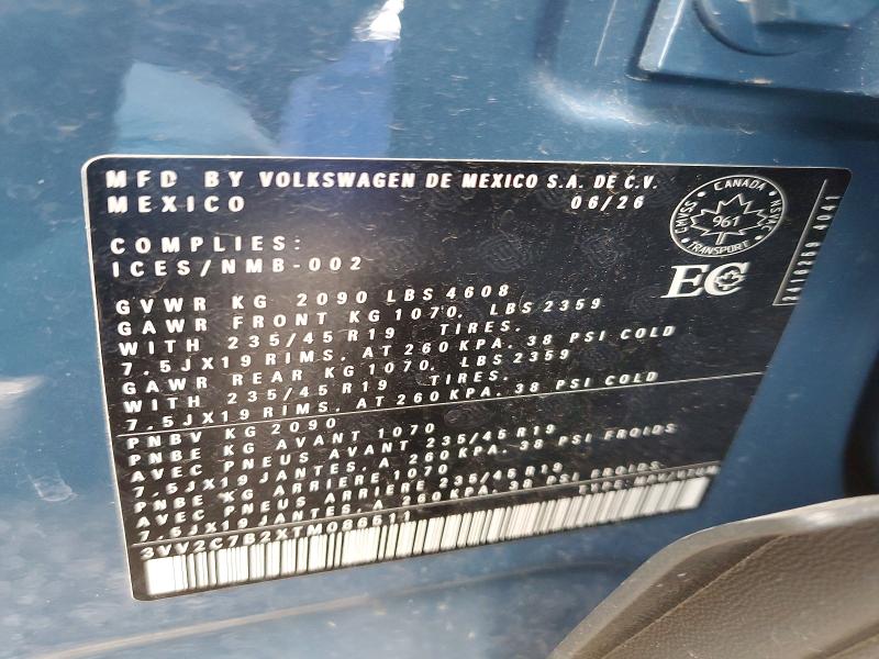 2026 Volkswagen Taos მანქანა იყიდება აუქციონზე, vin: 3VV2C7B2XTM086511, აუქციონის ნომერი: 67649426