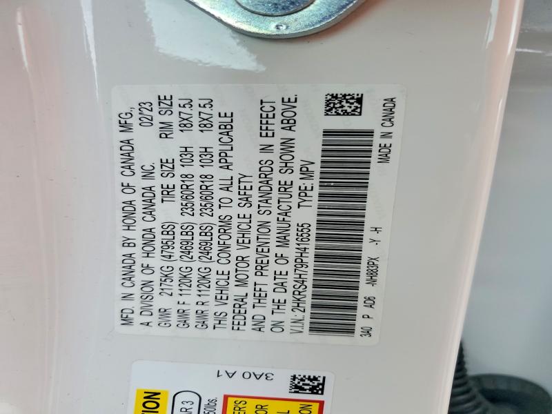 71217816 :رقم المزاد ، 2HKRS4H79PH416555 vin ، 2023 Honda Cr-v مزاد بيع