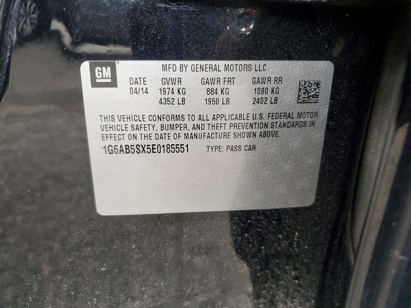 69714696 :رقم المزاد ، 1G6AB5SX5E0185551 vin ، 2014 Cadillac Ats مزاد بيع