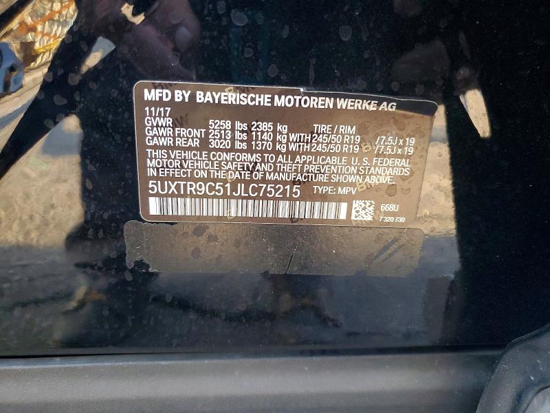 2018 Bmw X3 მანქანა იყიდება აუქციონზე, vin: 5UXTR9C51JLC75215, აუქციონის ნომერი: 70186326