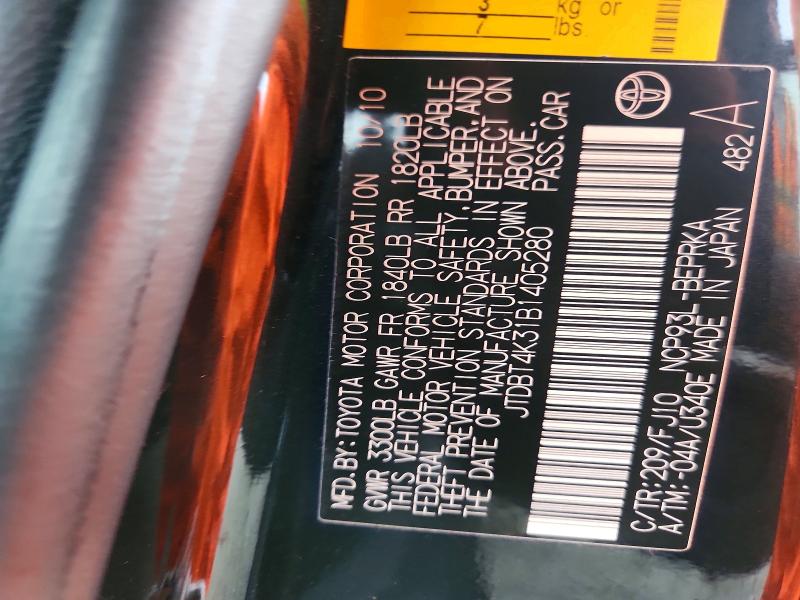 71147376 :رقم المزاد ، JTDBT4K31B1405280 vin ، 2011 Toyota Yaris مزاد بيع