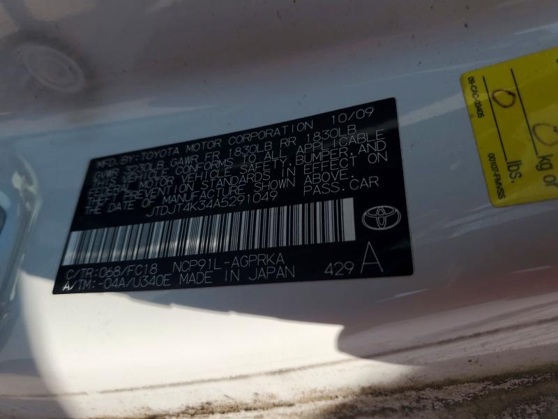 2010 Toyota Yaris მანქანა იყიდება აუქციონზე, vin: JTDJT4K34A5291049, აუქციონის ნომერი: 65967066