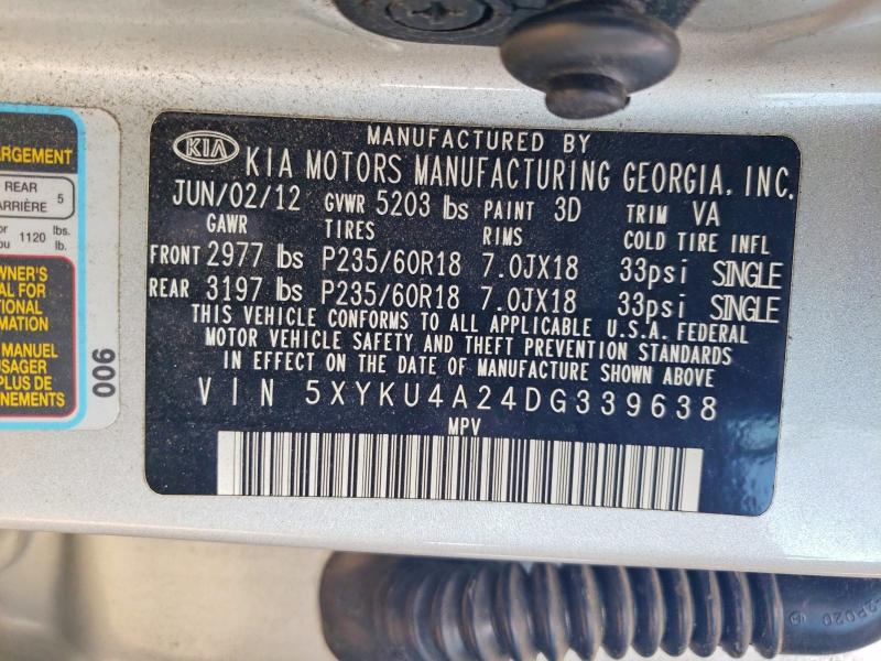 68655886 :رقم المزاد ، 5XYKU4A24DG339638 vin ، 2013 Kia Sorento مزاد بيع