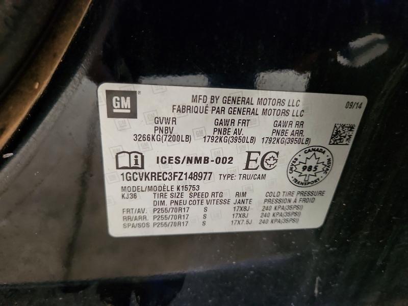 66365456 :رقم المزاد ، 1GCVKREC3FZ148977 vin ، 2015 Chevrolet Silverado مزاد بيع