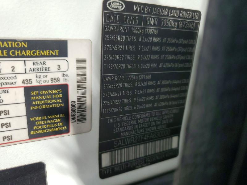 Aukcja sprzedaży 2015 Land Rover Range Rover Sport, vin: SALWR2TF4FA630000, numer aukcji: 69598226