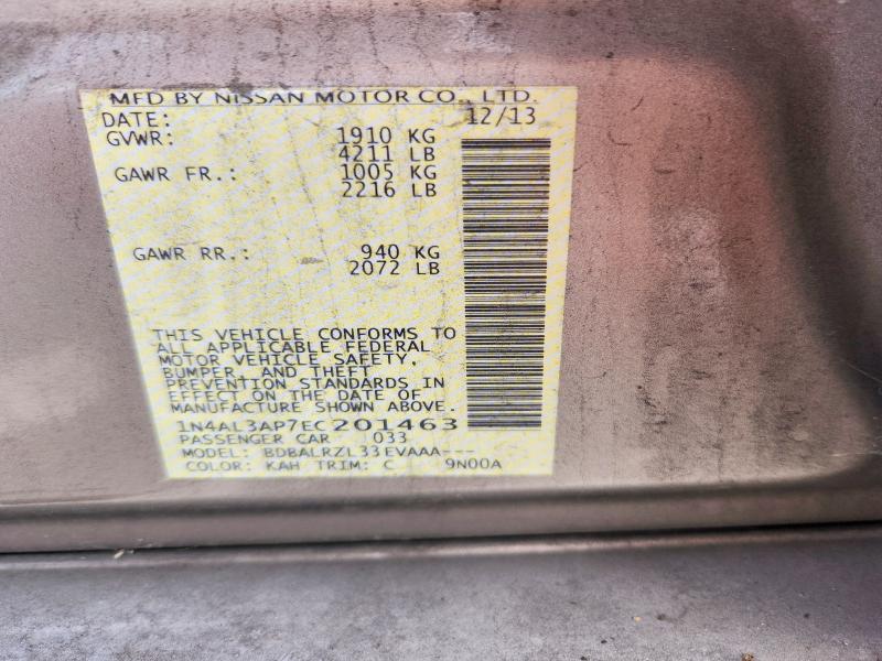 Продаж на аукціоні авто 2014 Nissan Altima, vin: 1N4AL3AP7EC201463, номер лоту: 70263956
