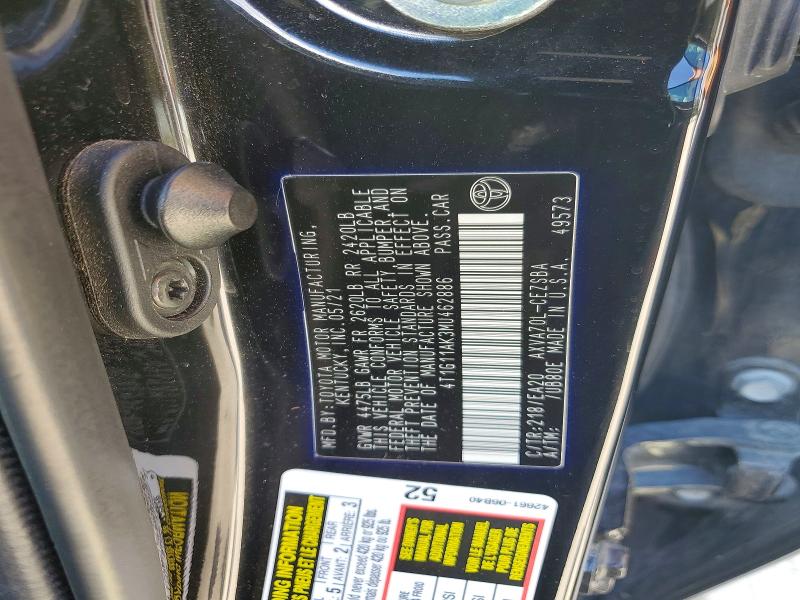 Aukcja sprzedaży 2021 Toyota Camry, vin: 4T1G11AK3MU462886, numer aukcji: 68605106