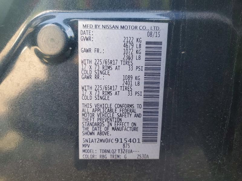 Aukcja sprzedaży 2015 Nissan Rogue, vin: 5N1AT2MV0FC915401, numer aukcji: 66987746