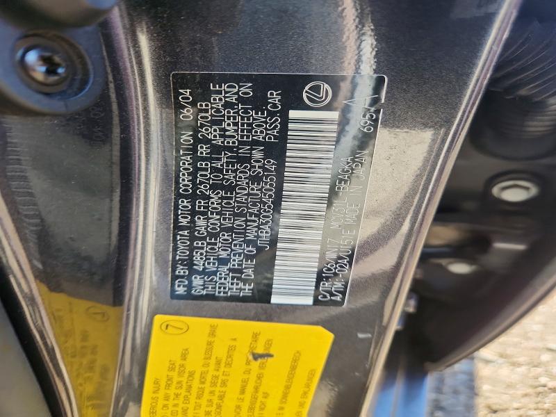 Aukcja sprzedaży 2004 Lexus Es, vin: JTHBA30G545055149, numer aukcji: 67542246