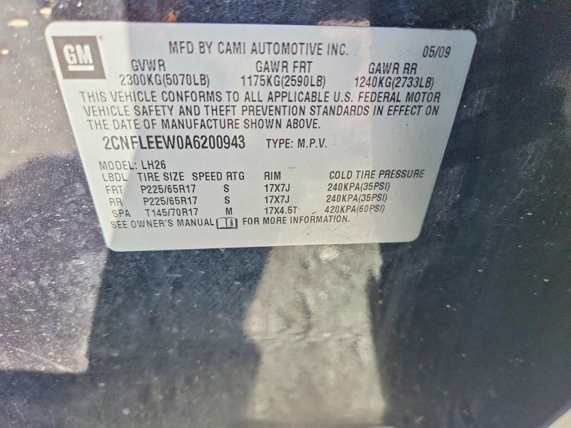 68005776 :رقم المزاد ، 2CNFLEEW0A6200943 vin ، 2010 Chevrolet Equinox مزاد بيع