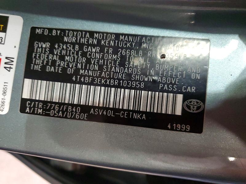Aukcja sprzedaży 2011 Toyota Camry, vin: 4T4BF3EKXBR103958, numer aukcji: 68421166