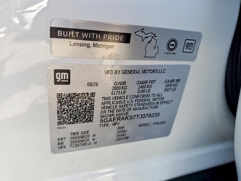 67496976 :رقم المزاد ، 5GAERAKS7TJ378235 vin ، 2026 Buick Enclave مزاد بيع
